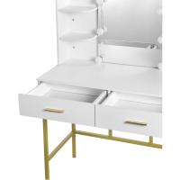 Espejo y 10 Bombillas LED, Mesa de Maquillaje Moderno con 2 Cajones y 4 Estantes para Dormitorio - details 4