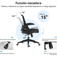 Silla de Oficina Plegable con Apoyabrazos Silla de Oficina Ergonómica de Malla Transpirable - details 27