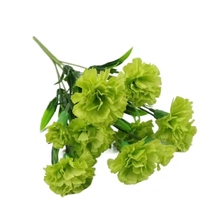 Seda Artificial de clavel resistente a los rayos UV, flor falsa de imitación, decoración de boda para el hogar, 11 cabezas, alta calidad - 1