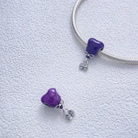 Abalorio de corazón brillante nivelado, Pulsera Original de Plata de Ley 925 para fabricación de joyas - details 5