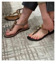 Zapatillas de Playa de Moda para Mujer Pisa Romana de Piel de Oveja Versión de Oro - details 8
