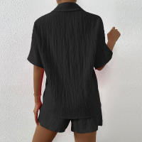 Conjunto de moda de verano para mujer: pantalones cortos, top de manga corta, cárdigan con botones, atuendo informal - details 12