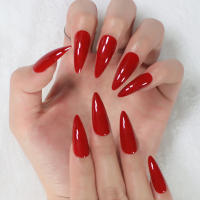Uñas Postizas De Tacones Altos Rojo Gloss 24 Piezas Por Pack Uñas Falsas De Acrílico Para Dedos Aplicación Duradera Y Fácil - details 5
