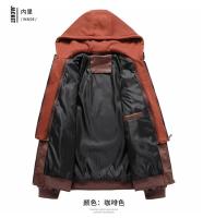 Chaqueta de Cuero de Moda para Hombres Ligera, Desmontable con Capucha, Estilo Callejero Tallas 5XL - details 4