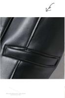 Chaleco negro de cuero PU suave para primavera y otoño, chaqueta elegante sin mangas, oficina con botones dobles, 2024 para mujer al aire libre - details 12
