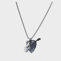 Collar con colgante de púa de guitarra de hip-hop, gargantilla de cadena de guitarra de acero de titanio Punk, cadena de suéter de guitarra eléctrica de moda Vintage para pareja - details 16