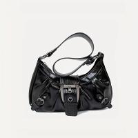 Bolso Cruzado Retro Vintage Y2K Bolso de Mano Ajustable con Cierre de Cremallera, Estichado Acolchado, Marrón Profundo/Negro, Hecho a Mano de Guangzhou - details 8