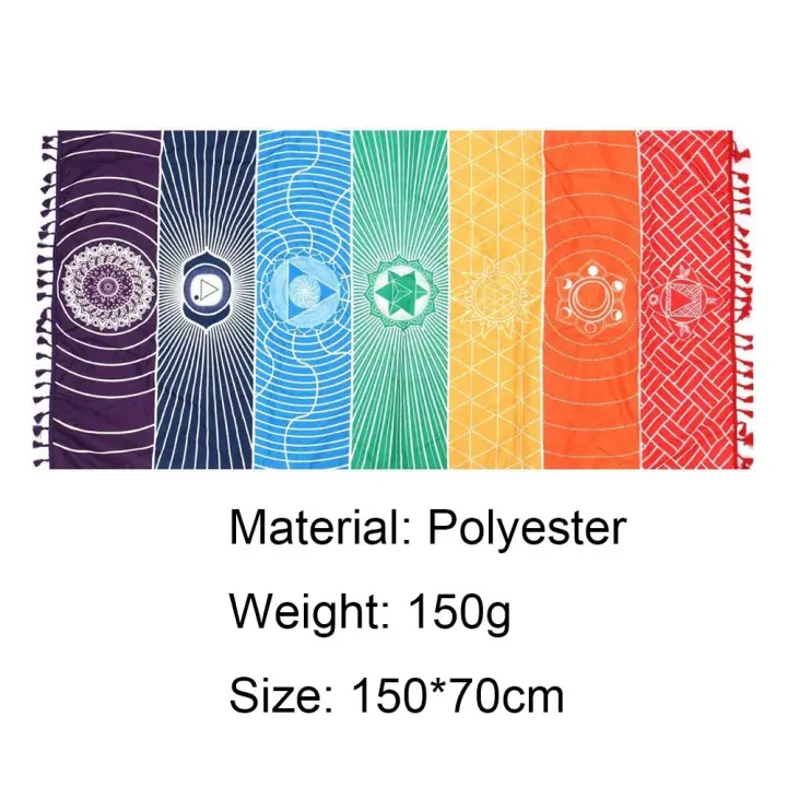 150x150cm/75cm Non-slip Yoga Mats Fitness Bohemia Mandala Rainbow Yoga Blanket Cotton Tapestry Beach Towel Camping Picnic Mat - 1
