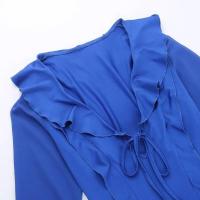 Vestido Bandage de manga larga de malla para mujer, minivestido Sexy con cuello con cuentas y volantes, fiesta y noche en la playa Tre 2023 - details 21
