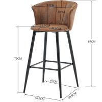 COSY Juego de 2 Taburete de Bar con Respaldo, Apoyabrazos y Reposapiés Sillas Tapizados de Gamuza Vintage Industrial Asiento de 72 cm de Altura para Cocina, Bar, Comedor, Marrón - details 2