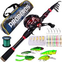 caña de Pescar y Carrete, caña de Pescar telescópica de Fibra de Carbono de 7 pies con Combo de Carrete Giratorio/baitcasting, mar Agua Salada Agua Dulce Agua Dulce Hielo lubina Juego de - details 0