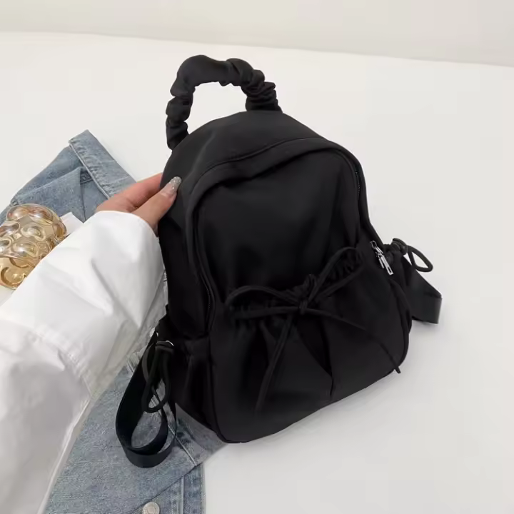 Mochila Escolar de Nylon Estilo Coreano Fresco y Dulce Gran Capacidad Mochila de Viaje Casual - 1