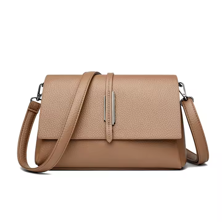 Nuevo bolso de hombro de cuero suave de moda, bolso de mujer de mensajero de múltiples capas con patrón de lichi - 1