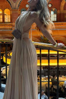 Vestido de Gala de Lujo para Mujer BUNO Cintura Alta, Elegante Escote en V, Resalto de Malla Trasera - details 7