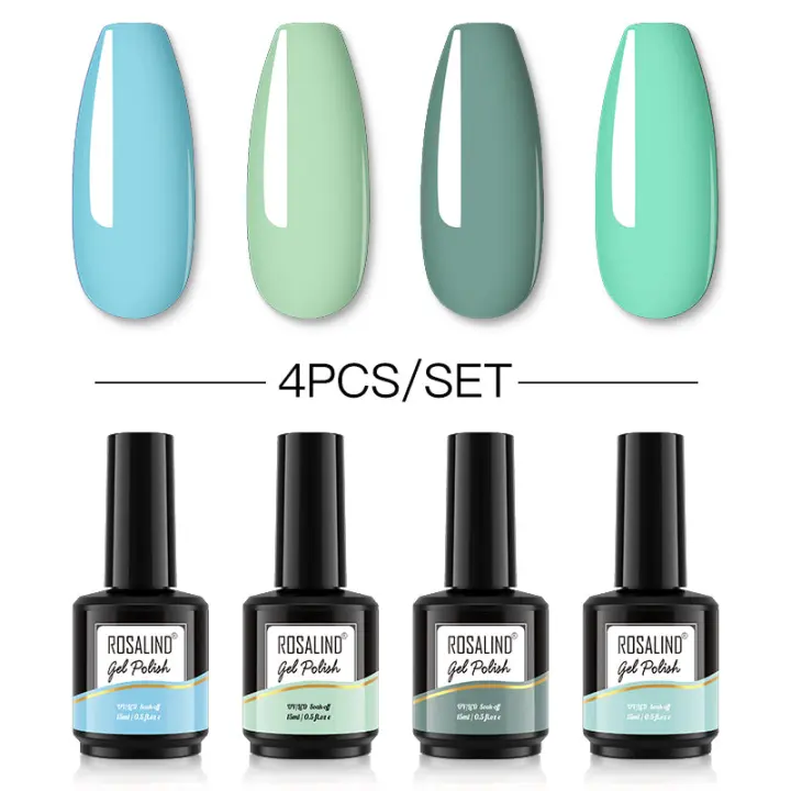 ROSALIND-esmalte de uñas en Gel, barniz híbrido para Base y capa superior, Juego de 4/5/6 piezas, semipermanente, purpurina, UV - 1