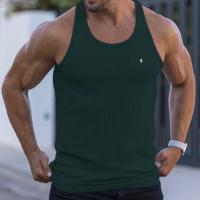 Chaleco para hombre, camiseta sin mangas con estampado deportivo para gimnasio, camiseta sin mangas elástica transpirable de secado rápido de tela a rayas - details 11