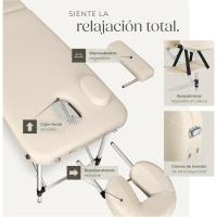 Camilla Masaje Plegable, Camilla Profesional Fisioterapia, Quiromasaje, Tatuajes, Reiki, Camilla Estética Profesional de Aluminio, Ajustable en Altura, 2 Zonas, con Bolsa Transporte - beige - details 3
