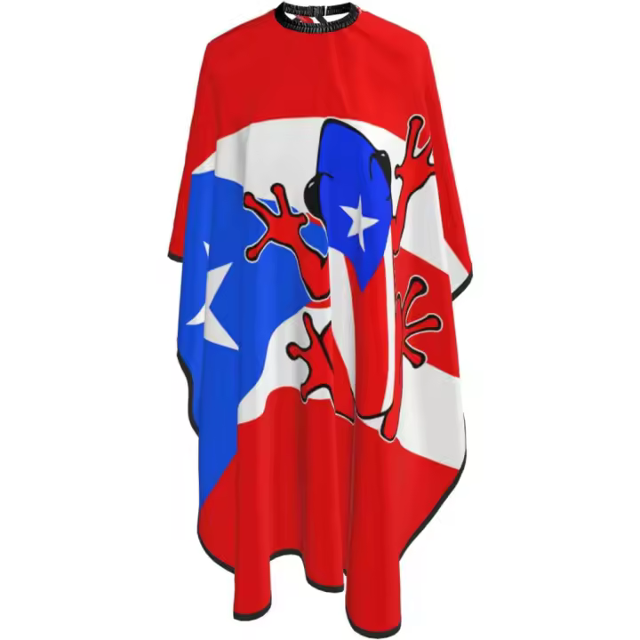Capa de peluquero con bandera de Puerto Rico - Capa de corte de pelo impermeable para peluquería profesional con cierre a presión ajustable - Delantal de corte de pelo para estilista y uso doméstico - 55''X66'' - 1