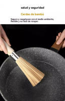 Cepillos de Wok de Bambú Natural Cepillo de Limpieza de Cocina de Madera para Platos, Ollas de Hierro Fundido, Verduras y Fregadero Hecho en China - details 3