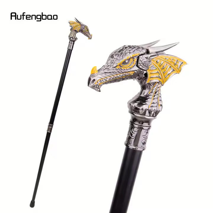 Bastón de paseo de lujo con cabeza de dragón dorada y negra, bañador decorativo de moda elegante para caballeros - 1