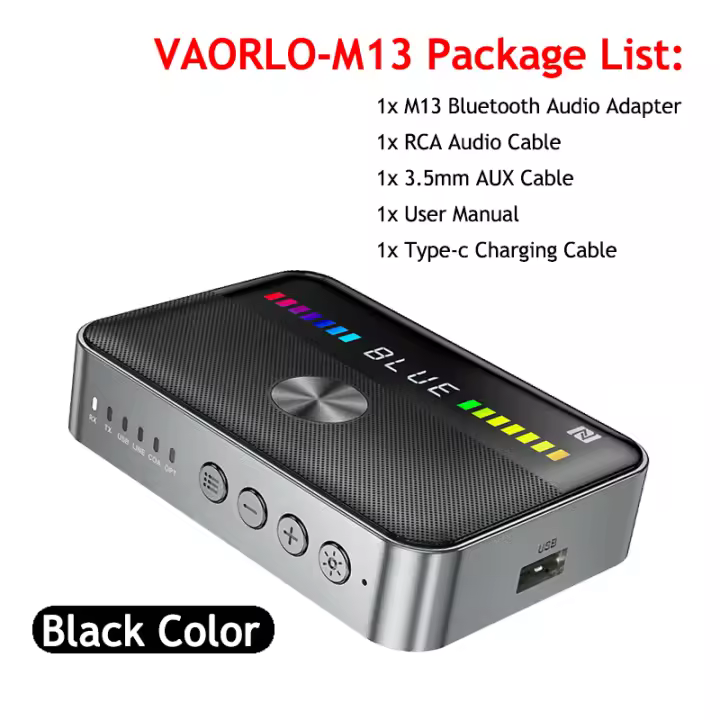 Adaptador de Audio de iluminación RGB con Bluetooth 5,3, convertidor NFC DAC de 3,5 MM, AUX Coaxial óptico Digital a transmisor receptor analógico - 1