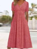 BUNO-Vestido de manga corta con cuello en V para mujer, moda de verano - details 6