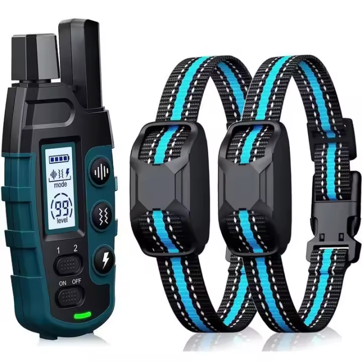 Collar de entrenamiento remoto para perros, 1000M, IP67 resistente al agua, resistente a las vibraciones, entrenador de mascotas recargable, tope antiladridos para 2 perros - 1