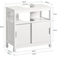 Armario de Baño de Suelo Blanco Estante y Puertas Correderas 60 x 30 x 60 cm - details 2