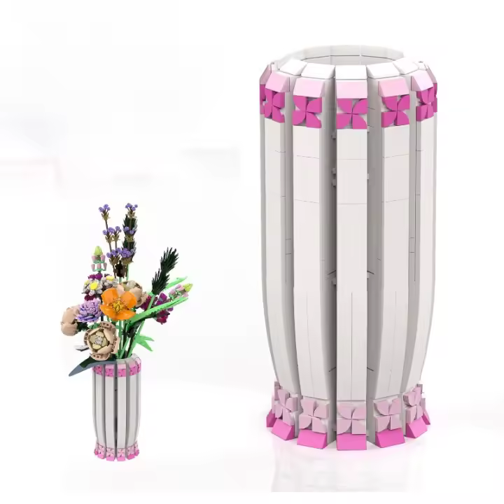 Modelo de bloques de contenedor de florero para exhibición, arreglo de ramo, decoración del hogar, solo florero, 503 piezas - 1