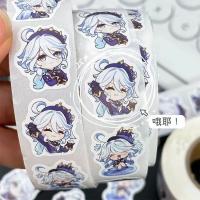 Juego de pegatinas Genshin Impact para niños, calcomanías de dibujos animados, lindos Focalors Furina, círculo, juguete, regalo, 500 unids/set - details 5