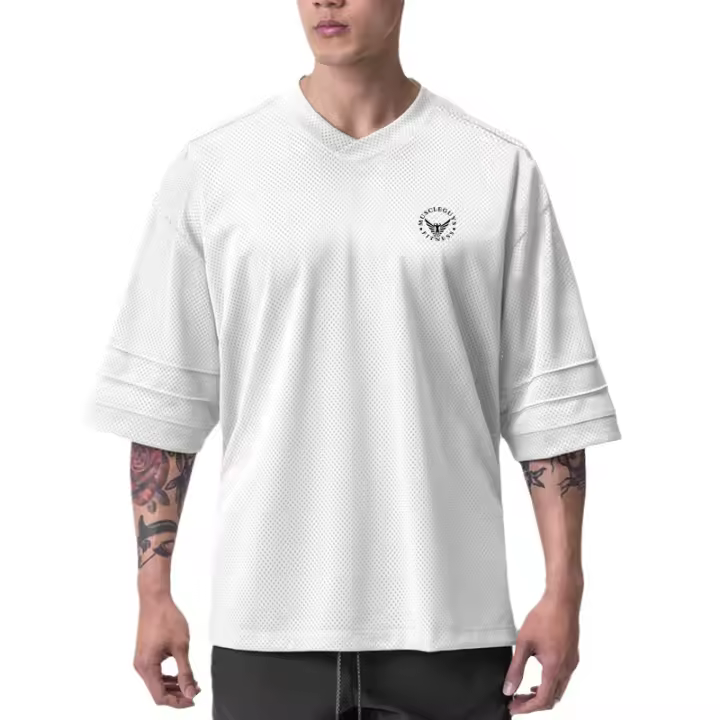 Camiseta holgada deportiva informal para hombre, camisa de manga corta transpirable, malla de Fitness, novedad de verano - 1