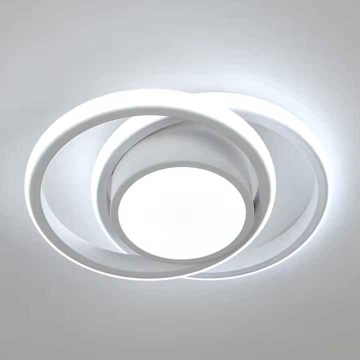 Goeco-Lámpara de Techo LED Blanca Redonda de Aluminio, 32W, 27x22x6 CM, Luz Blanca 6500K, Ideal para Pasillo Cocina - 1