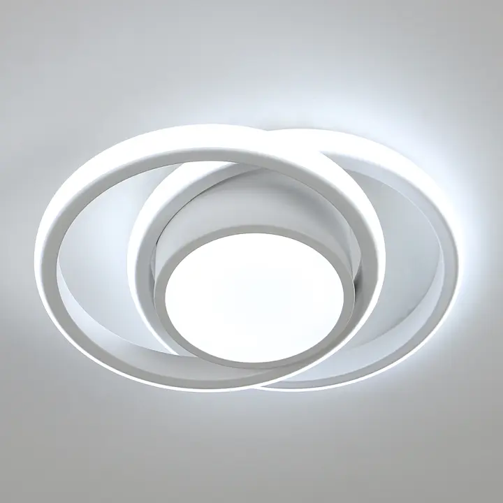 Goeco-Lámpara de Techo LED Blanca Redonda de Aluminio, 32W, 27x22x6 CM, Luz Blanca 6500K, Ideal para Pasillo Cocina - 1