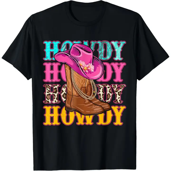 Howdy Southern Western Girl Country Rodeo Cowgirl Vintage camiseta para hombre - 1