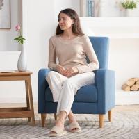 Sillón Salón Sofá Individual para Dormitorio, Silla moderna tapizada con Cojines, Silla de tela Esquina de Lectura Silla lateral con Espuma viscoelástica Suave Asiento Lounge y patas de madera, - details 3