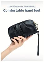 Bolso de Mano de Cuero Genuino de Doble Capa Cartera con Cremallera y Correa Desmontable - details 3