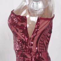 Noche retro con lentejuelas para mujer, un hombro, manga única, largo hasta el suelo, vestido de graduación elástico - details 4