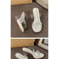 Tacones altos desgaste exterior de las mujeres 2025 verano nuevo francés tacón grueso diamantes de imitación sandalias de cristal transparente zapatillas de mujer zapatos de mujer - details 27