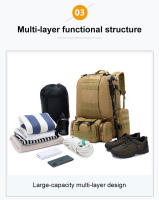 Mochila de senderismo 4 en 1 de 50l para hombre, bolsa de asalto multifuncional impermeable, desmontable, para exteriores - details 4