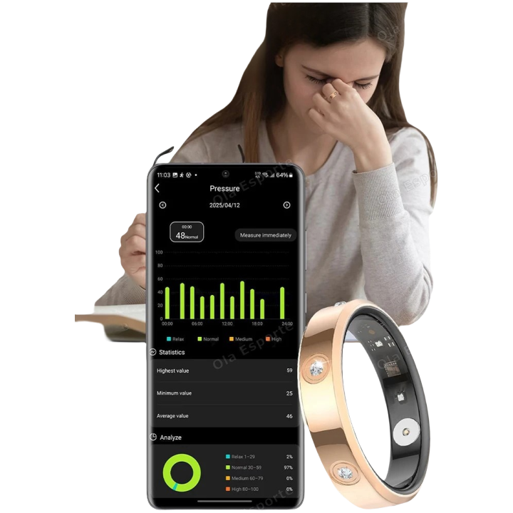 2025 SR500 Smart Ring Women Heart Rate Blood Oxygen Sleep Monitor IP68 Waterproof Multi-sport Mode Tracker Smartring Men Gifts