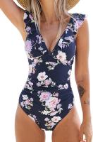 Bañador para Mujer Volante Cuello en V Fruncido Traje de Baño de Una Pieza - details 25