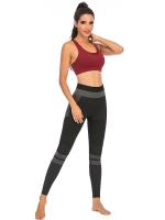 Tops cortos de manga corta para mujer, Camiseta deportiva de Yoga, color rojo vino - details 1