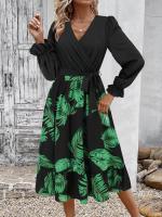 Vestido de manga larga con cuello en V para mujer, ropa elegante de estilo vintage, para primavera y otoño, 2025 - details 1