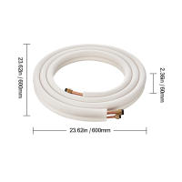 SucceBuy Juego de mini líneas divididas de 4876,8 mm, tubos de cobre de 6,4 y 12,7 mm de diámetro exterior con aislamiento de triple capa, para bomba de CA/calentamiento y HVAC, incluye cable de conexión de 18 pies y accesorios - details 2