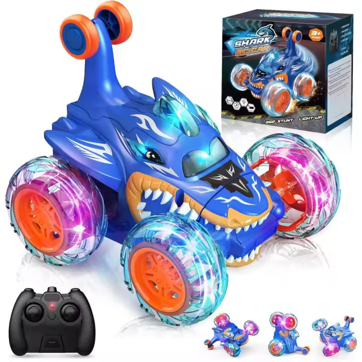 Coche Teledirigido con luz LED, Monster Truck, Juguetes y Regalos para Niños (Azul) - 1