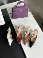 Nuevo arco medio stiletto Muller zapatos bolsa cabeza media zapatillas de las mujeres de gran tamaño de tacón alto zapatos individuales zapatillas geniales - details 1