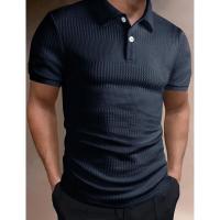 Temu Shein Camiseta para hombre Camisa con cuello Verano Color sólido Manga corta - details 3