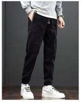 Pantalones rectos sueltos informales versátiles de lana de invierno de pana de gran tamaño para hombre - details 2
