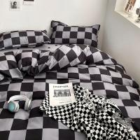 Juego de funda nórdica a cuadros negra y gris, ropa de cama Reversible con rejilla geométrica, funda de edredón suave para niños, adolescentes y adultos, decoración de dormitorio - details 2