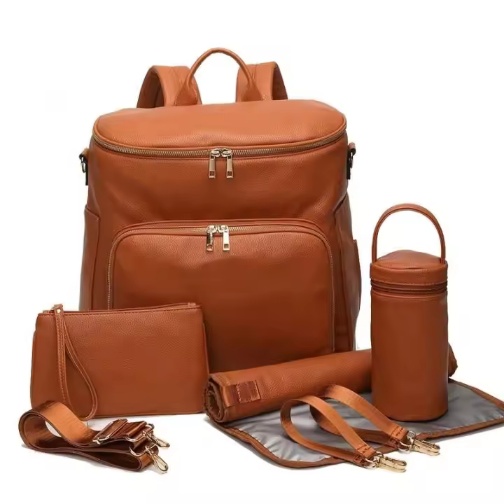 Mochila de Viaje Grande de Cuero PU Bolsa de Mamá con Almohadilla de Cambio - 1